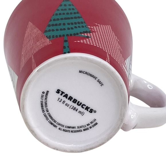 Starbucks 2017 Holiday Red Christmas Tree Ceramic Coffee Mug 13oz Microwave Safe - Picture 6 of 7